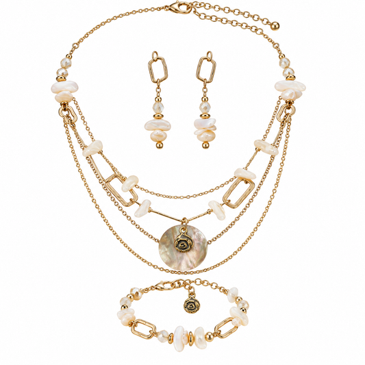 Rose Bud Blush and Gold Jewelry Set