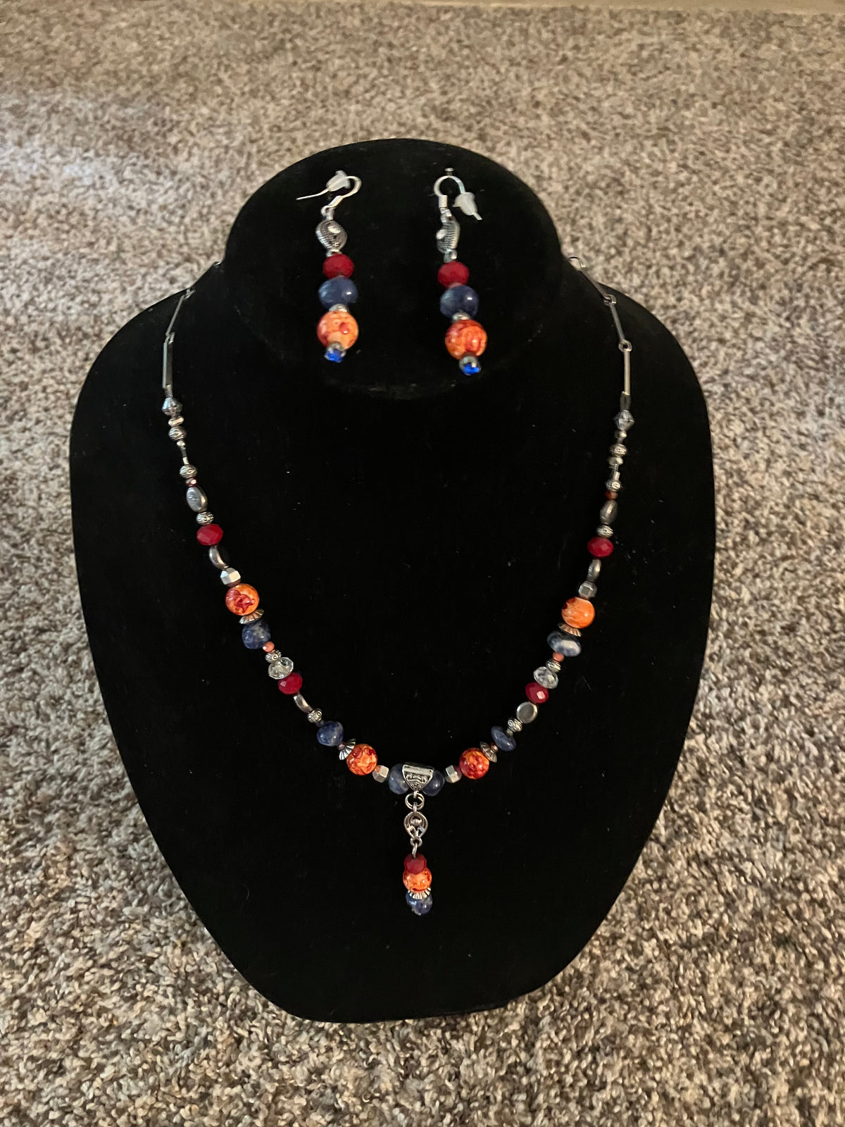 Tropical Sunrise Blue and Coral Necklace Set
