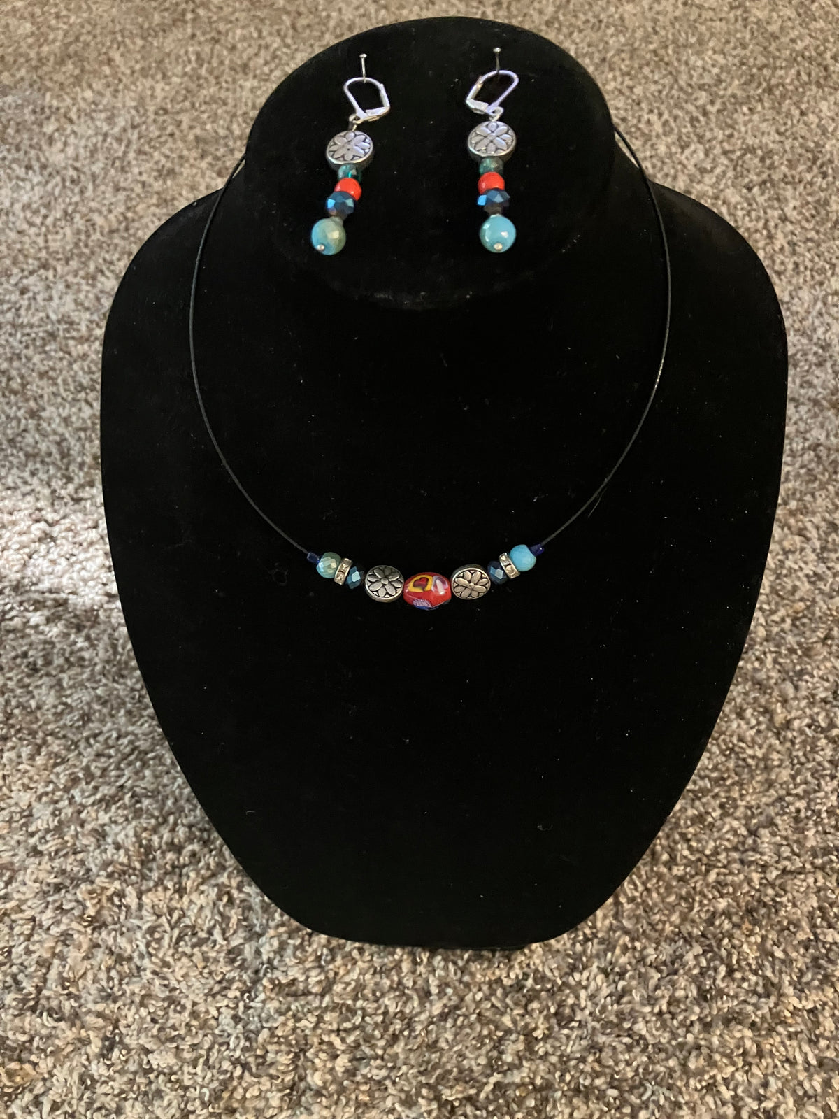 Natural Beauty Granite and Bronze Necklace Set