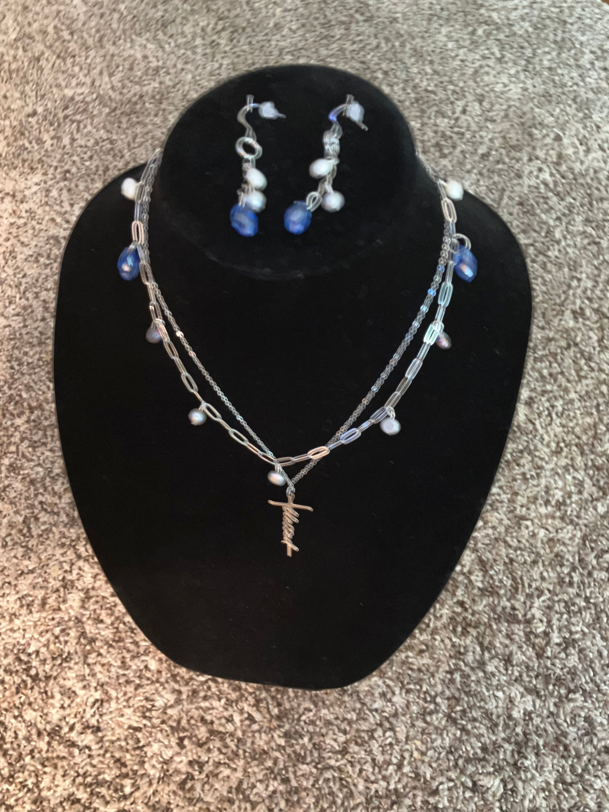 Blessed Silver Cross Necklace Set